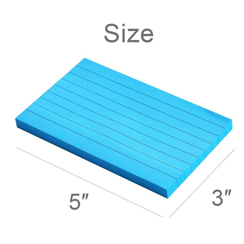 Vanpad Lined Sticky Notes 3X5 in Bright Ruled Stickies Colorful Super Sticking Power Memo Pads Strong Adhesive, 6 Pads/Pack, 75 Sheets/pad - Image 2